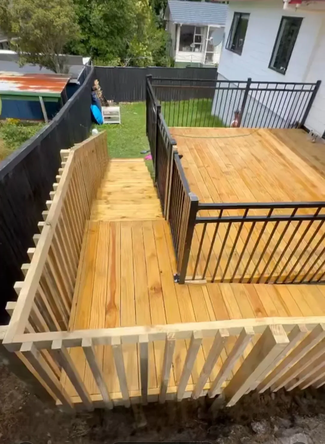 Pine deck with stairs built by Auckland Decks
